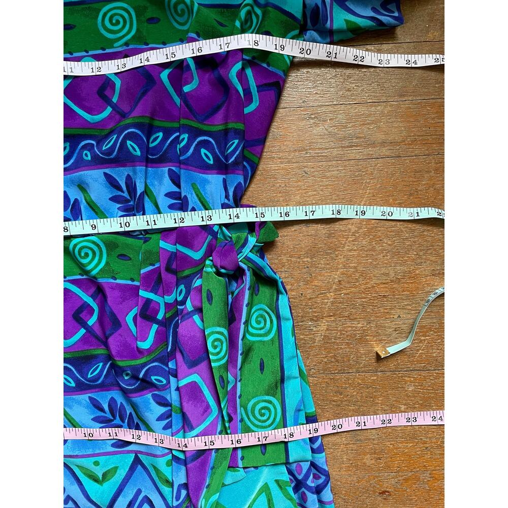 Funky 90s Vintage Faux Wrap Tropical Dress Prophecy by Sag Harbor Size 14 - Picture 6 of 7